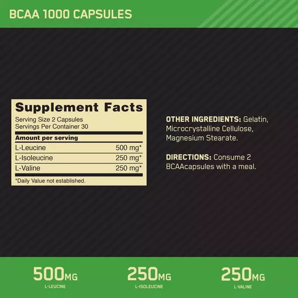 Optimum Nutrition BCAA 1000 60 Capsules (30 Servings) Polska | 039548BKX