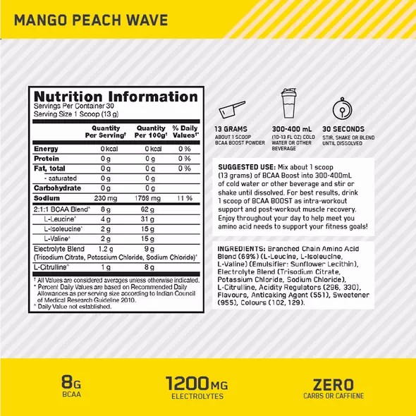 Optimum Nutrition BCAA Boost Mango Peach 30 Serves Polska | 971623PRI