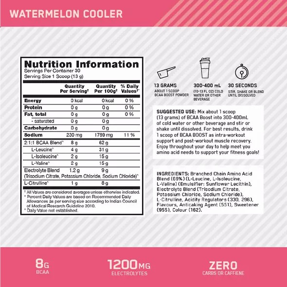 Optimum Nutrition BCAA Boost Watermelon 30 Serves Polska | 236451EHO