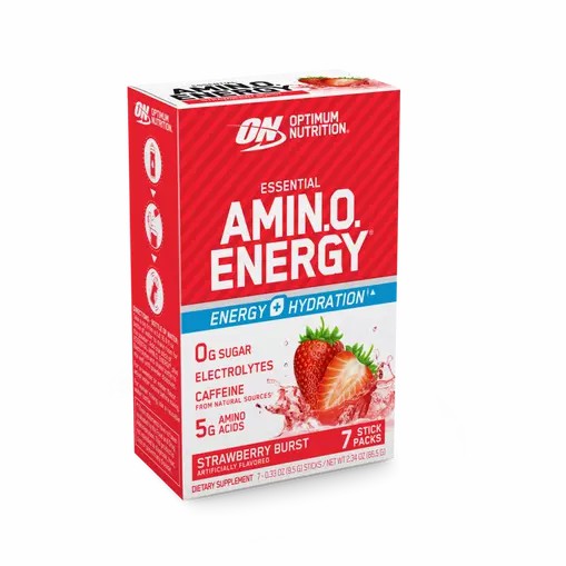 Optimum Nutrition Essential AMIN.O. ENERGY + Electrolytes Strawberry Burst 7 Stick Packs (7 Servings) Polska | 283160WQO