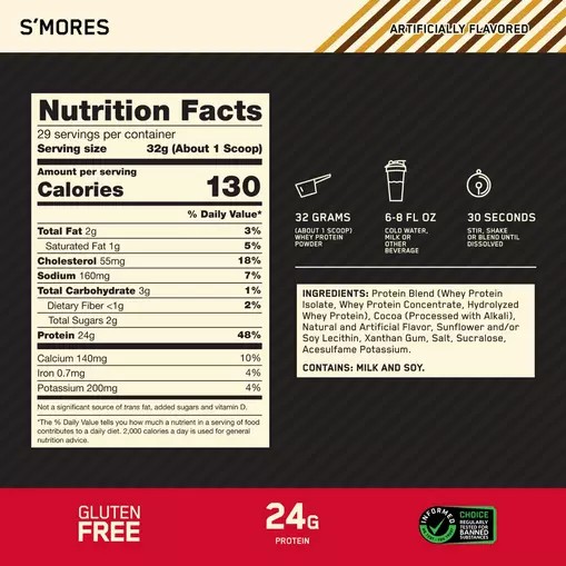 Optimum Nutrition GOLD STANDARD 100% WHEY™ *new* S'mores 2 lb (28 Servings) Polska | 128340UDK