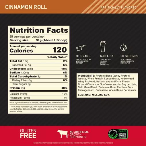 Optimum Nutrition GOLD STANDARD 100% WHEY™ Cinnamon Roll 2 lb (29 Servings) Polska | 314860DST