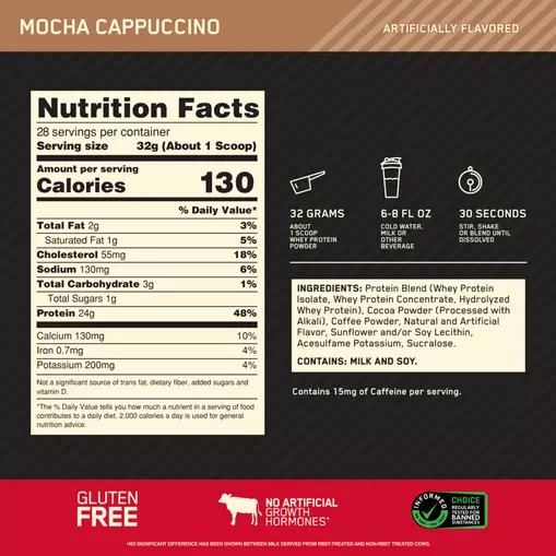 Optimum Nutrition GOLD STANDARD 100% WHEY™ Mocha Cappuccino 2 lb (28 Servings) Polska | 685073HNZ