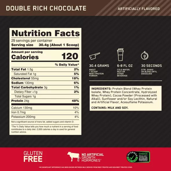 Optimum Nutrition GOLD STANDARD 100% WHEY™ Recyclable Refill Bag Double Rich Chocolate 2 lb (29 Servings) Polska | 026314HWI