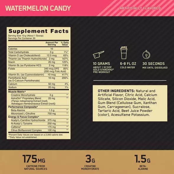 Optimum Nutrition GOLD STANDARD® Pre-Workout Watermelon 0.66 lb (30 Servings) Polska | 498351UNI