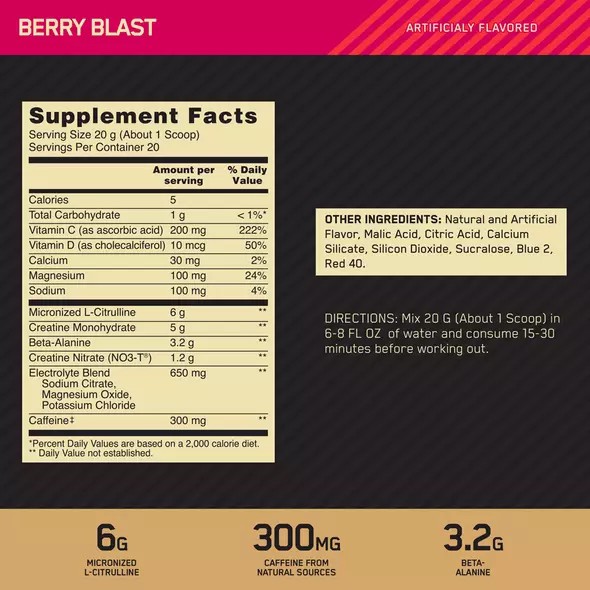 Optimum Nutrition GOLD STANDARD® Pre Advanced Berry Blast 0.88 lb (20 Servings) Polska | 943157GDA