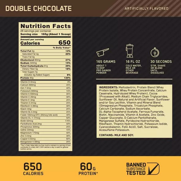 Optimum Nutrition GOLD STANDARD® Pro Gainer Double Chocolate 5.09 lb (14 Servings) Polska | 051348LAF