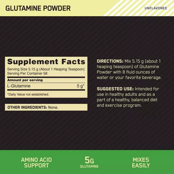 Optimum Nutrition Glutamine Powder 0.66 lb (58 Servings) Polska | 293467HVQ