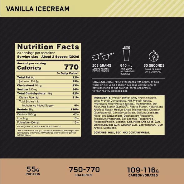 Optimum Nutrition Gold Standard Gainer Vanilla 4.67kg Polska | 251764KRX