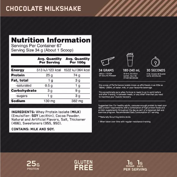 Optimum Nutrition Performance Isolate Chocolate 2.27kg Polska | 586417CIH